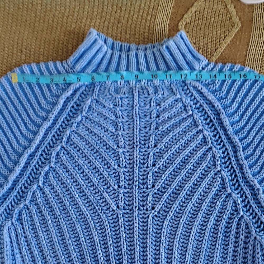 Free People Periwinkle Cable Knit Turtleneck Sweater - Picture 6 of 12